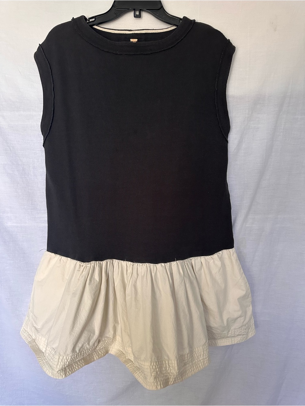 Free People Enya Mixed Media Mini Dress Black White S